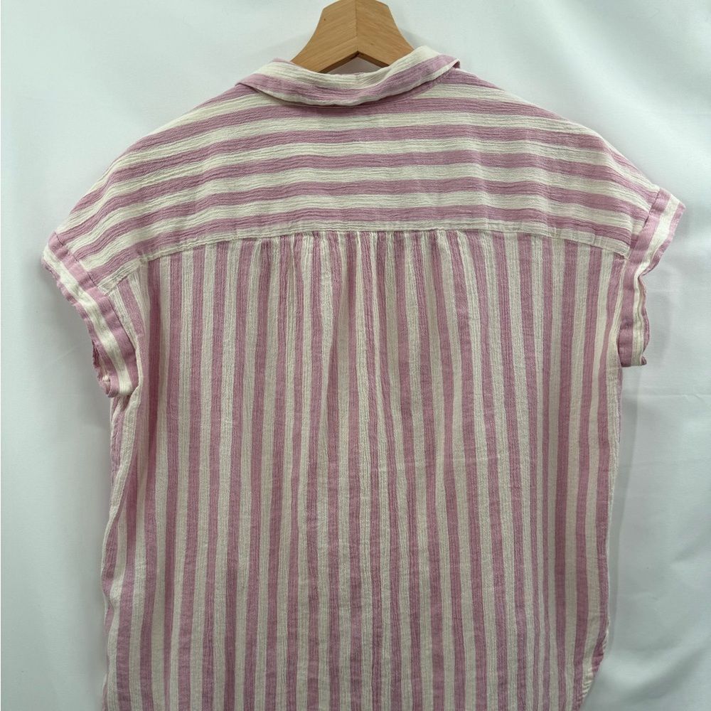 Madewell Central Tunic Button Front Shirt in Lavender Stripe | Small - Picture 6 of 8